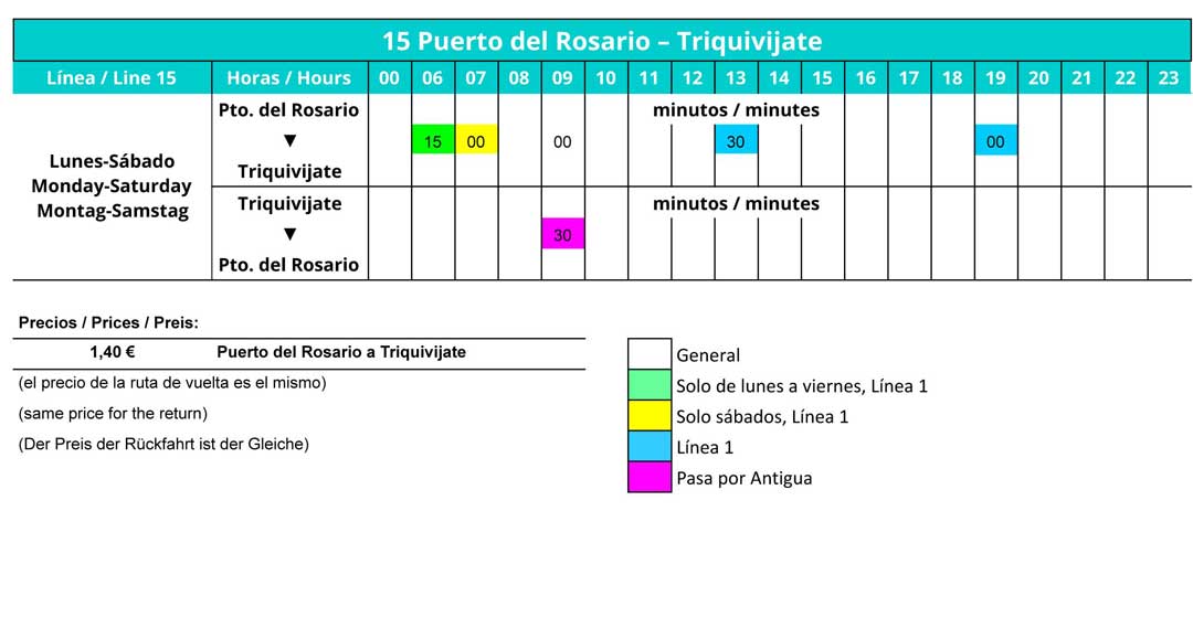 Timetable Bus L15 Puerto del Rosario - Triquivijate